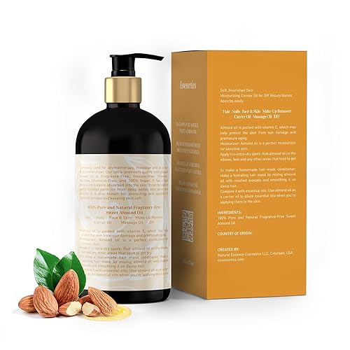 Miniatura 2 de Aceite de almendras dulces de 16 onzas  Aceite de almendras dulces 100% puro y natural para piel, cuerpo, cara y cabello  Natural prensado en frío