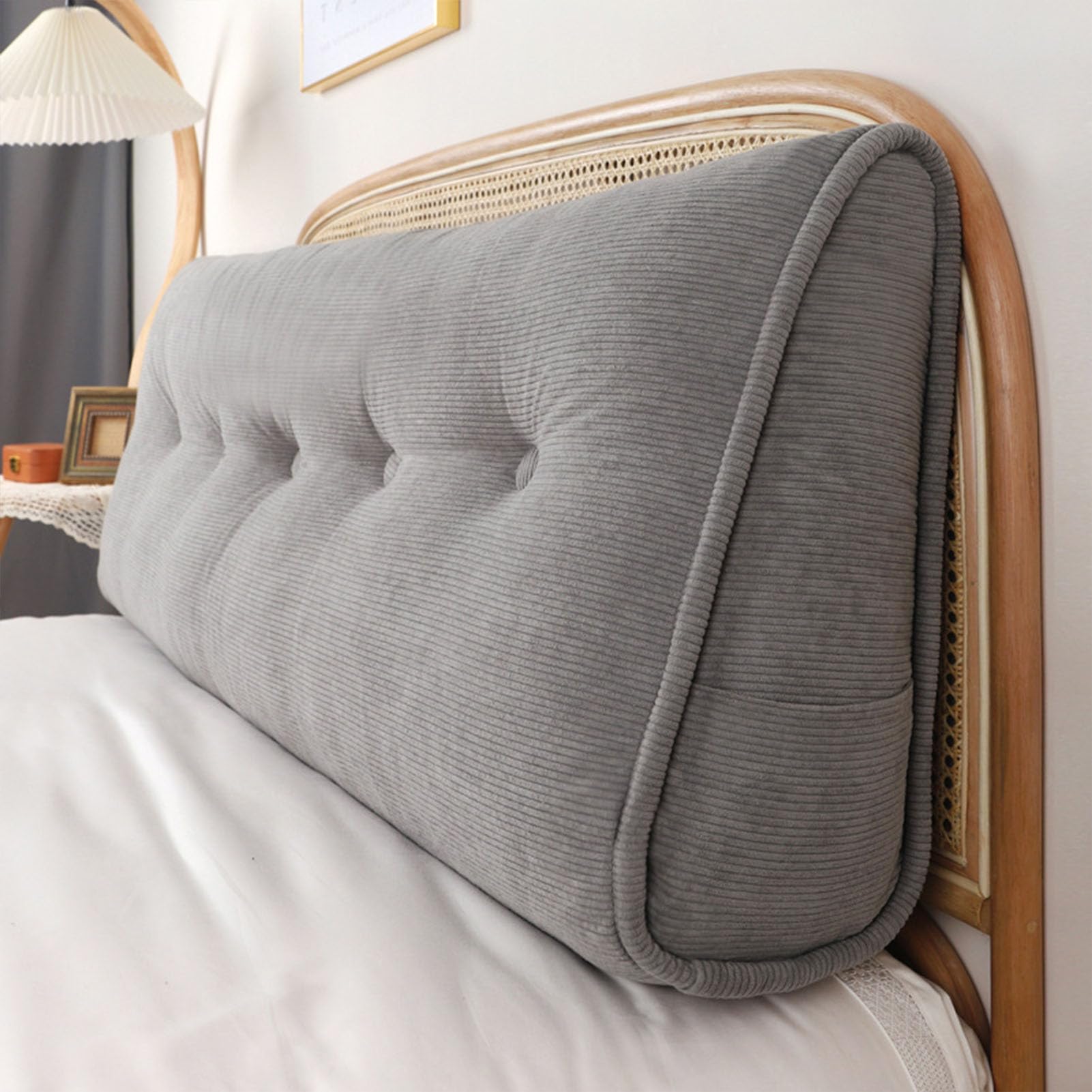 GYCF Wedge Cushion Headboard Bed,Triangular Cushion Wedge Pillow Bed Rest Reading Pillow Bolster Pillow for Sitting in Bed Backrest Positioning Support Long Pillow,Grey,60 * 50 * 20CM