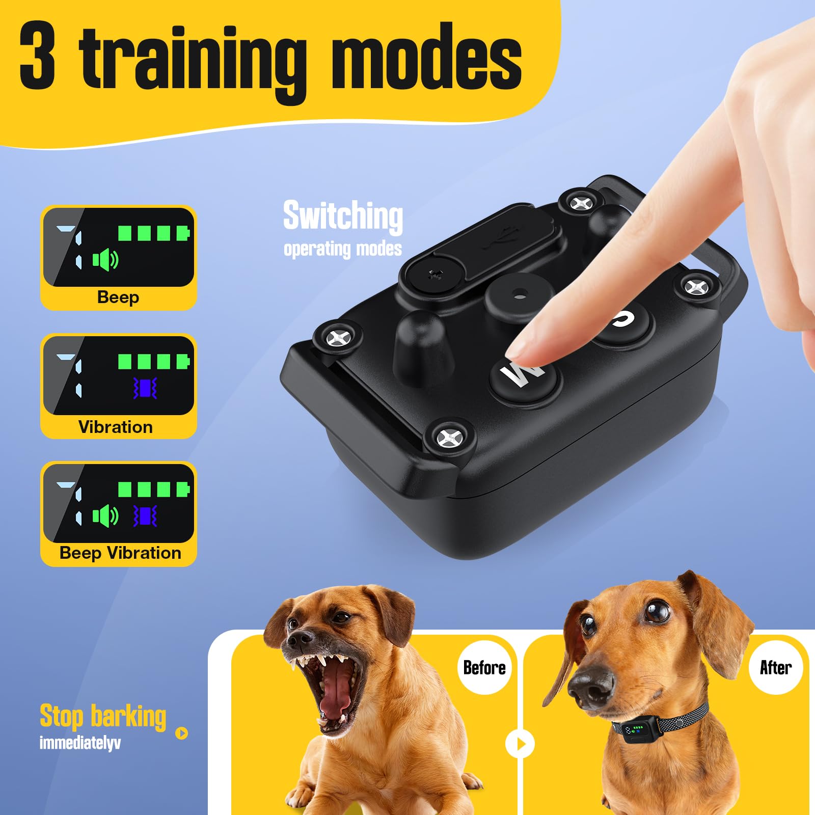 Collare Antiabbaio Per Cani Con Vibrazione E Suono - 7 Livelli Di Sensibilità, Ricaricabile USB-C - Foto 10