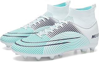 Chuteiras unissex, chuteiras de futebol, chuteiras de futebol TF/AG para mulheres, chuteiras de futebol masculinas, sapatilhas atléticas de tornozelo (Color : White AG, Size : 43 EU)