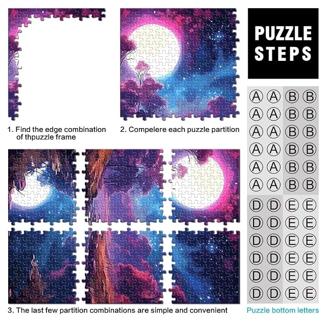 Foto 3 de 6 de Rompecabezas para Adolescentes 1000 Piezas Bosque Nocturno de Galaxia Juego Educativo Familiar Adecuado…