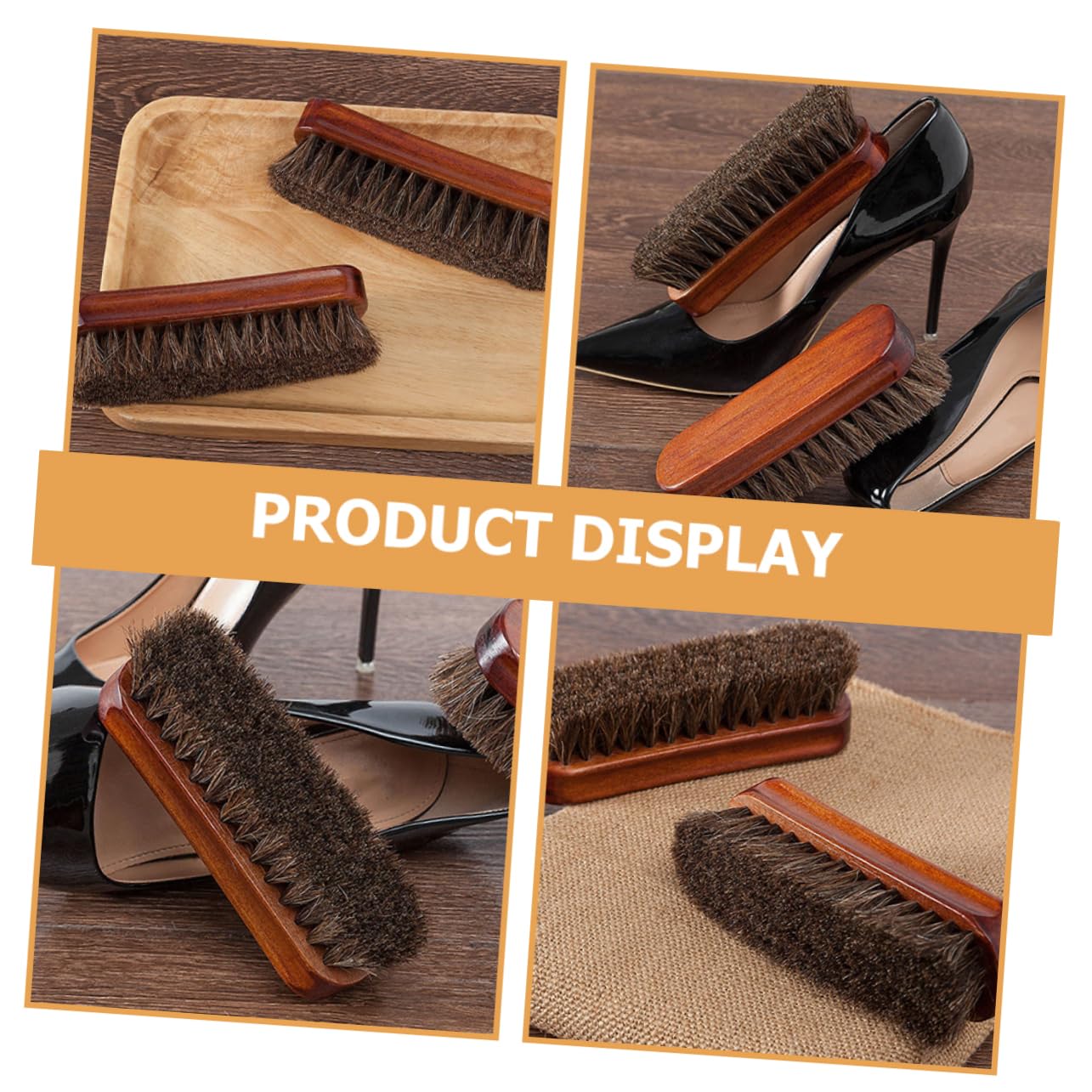 BESPORTBLE Cepillo De Madera para Pelo De Caballo Cepillo Limpiador para Zapatos De Limpieza Kit para Lustrar Zapatos De Pelo De Caballo para 2 Piezas x 4