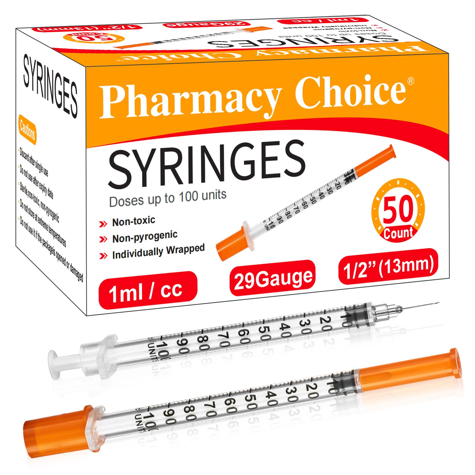 1ml 30 Gauge 1/4 Inch 6 mm Syringe, Individually Packed , 50PACK — Amazon image 12
