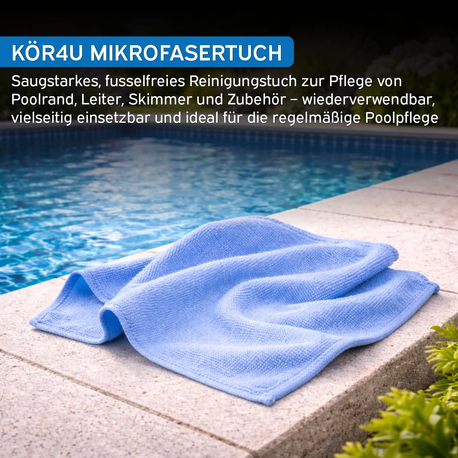 Salinen Poolsalz 25 kg 92936, Hochreines Siedesalz für Salzwasserpool und Salzelektrolyseanlage, schnell löslich und rückstandsfrei, inklusive kör4u Mikrofasertuch