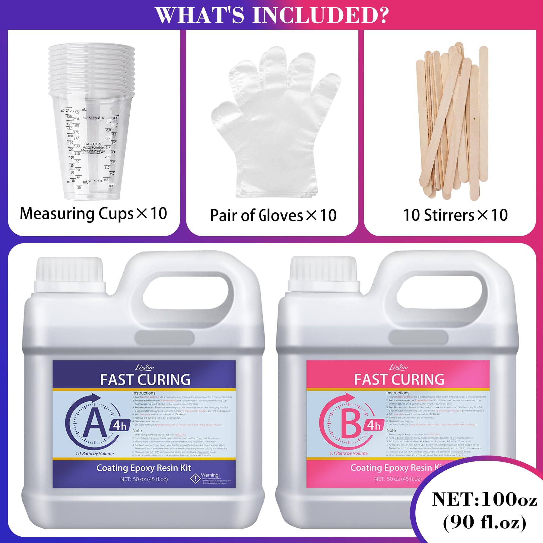 Résine époxy à durcissement rapide, 4 heures de démoulage – Résine transparente de 100 oz avec durcisseur, résine sans bulles pour dessous de verre, artisanat