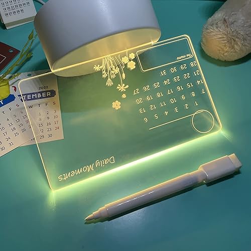 Miniatura 4 de Rewritable Led Light Drawing Board Clear White Led Message Board with Light Acrylic Led Note Board Light Up Calendar with Stand for Desk Fridge