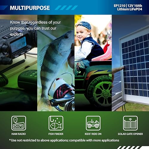 Miniatura 3 de ExpertPower Batería recargable LiFePO4 de litio de 12 V y 10 Ah de ciclo profundo  2500-7000 ciclos de vida y 10 años de vida útil  BMS incorporado