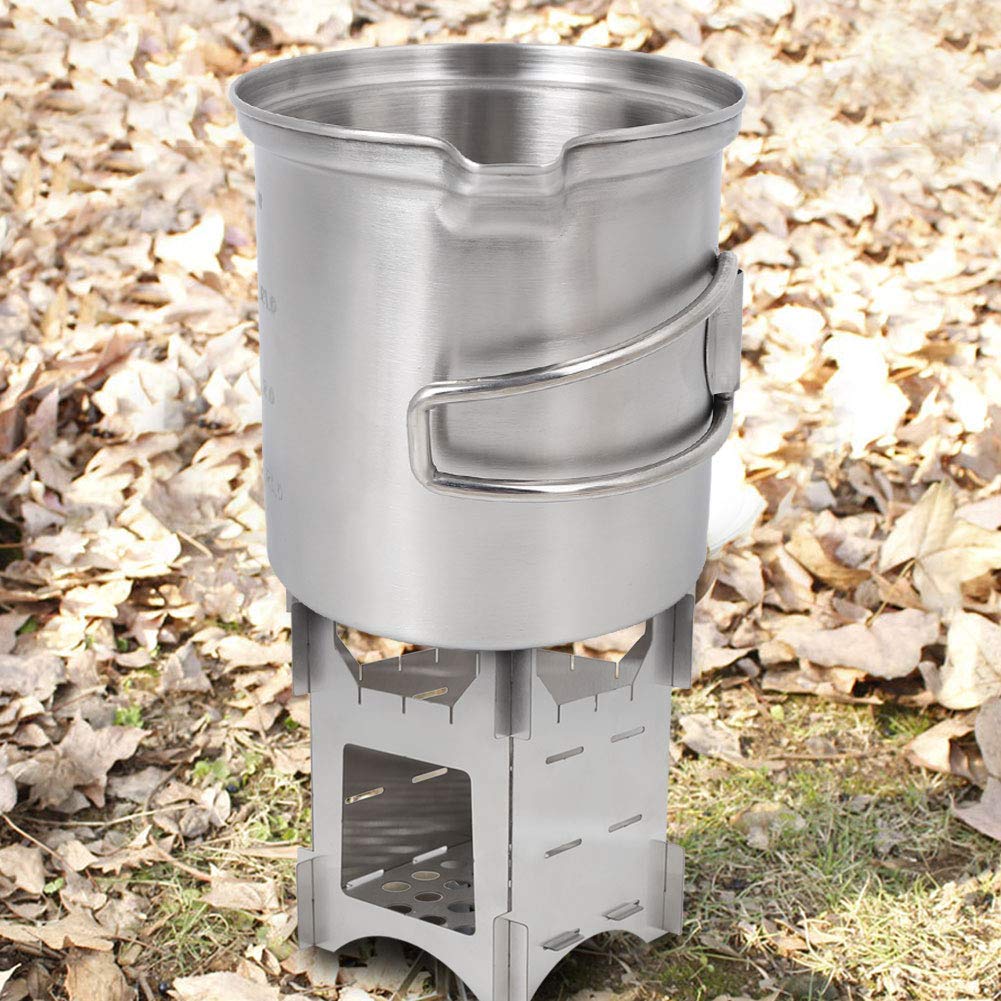VGEBY en Plein air Portable Pique-Nique en Acier Inoxydable Batterie De Cuisine Set Pot Cuisson Camping Randonnée