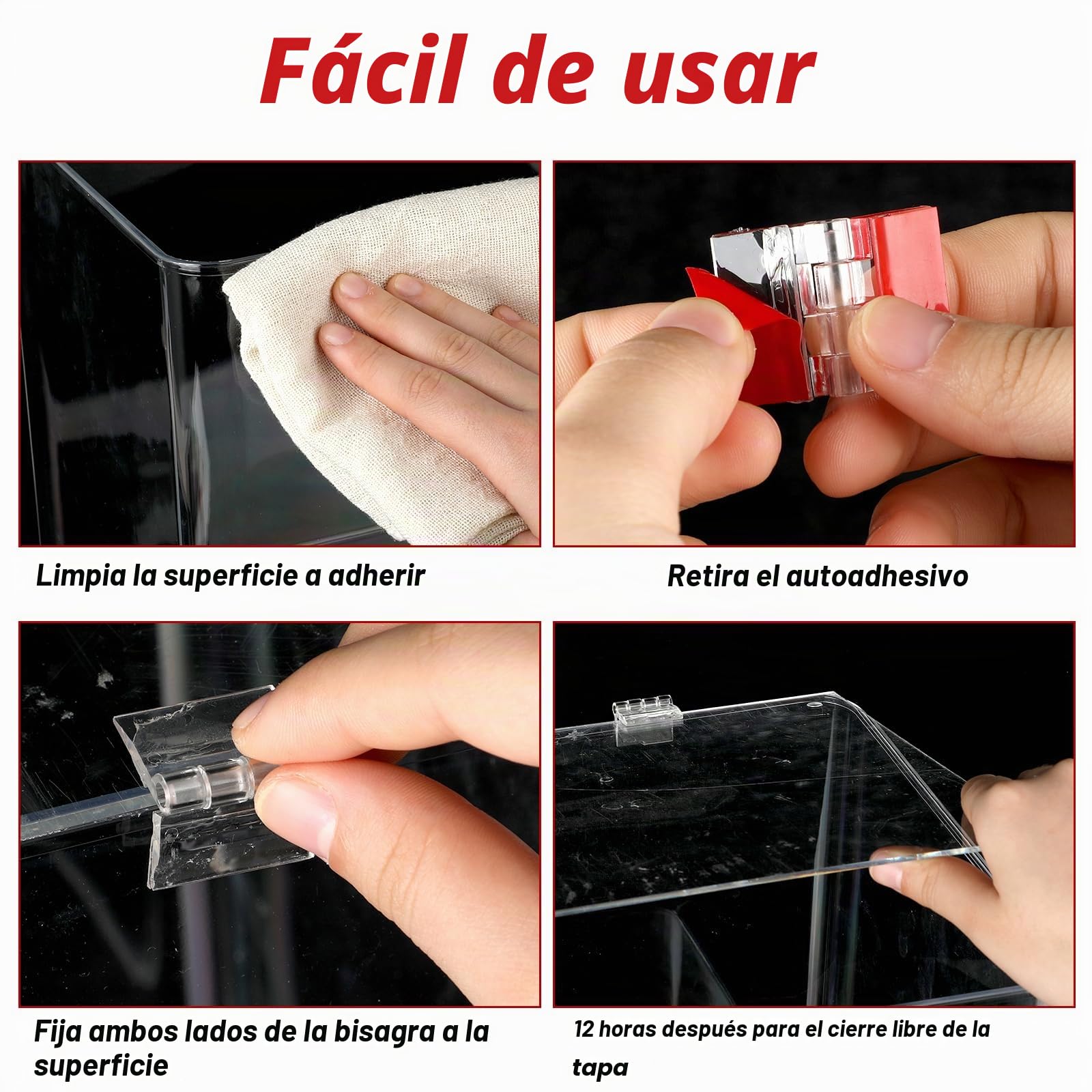 8 piezas de bisagras de plástico transparente, bisagras acrílicas pequeñas autoadhesivas, bisagra de piano continua, bisagra plegable, herramientas para bisagras de gabinete, acuario, tapa de mueble