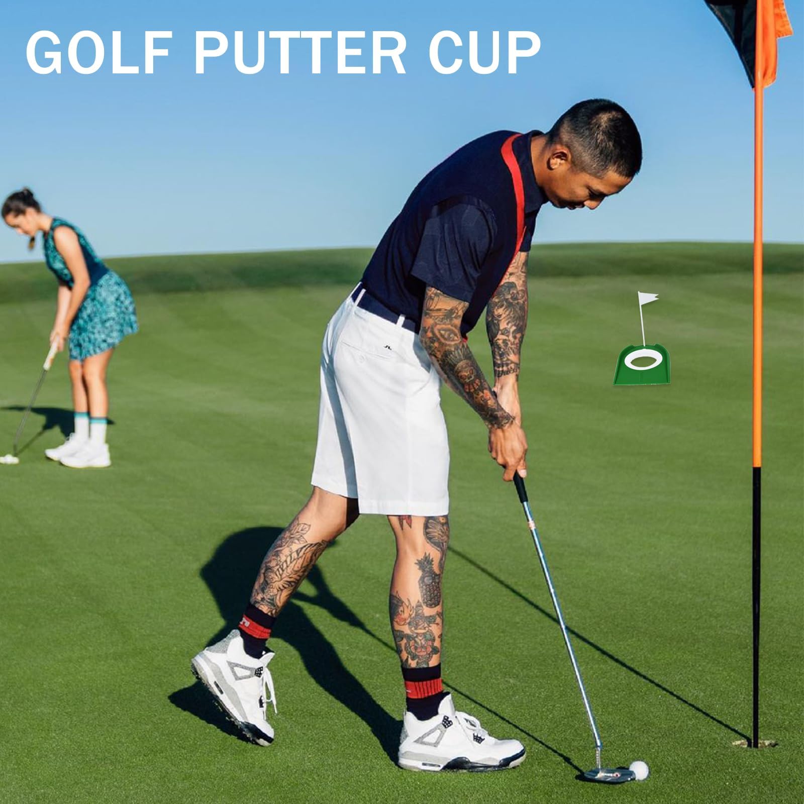 Gobelet de putter de golf en plastique, coussin de putter d'entraînement de golf pour aide à la pratique intérieure et extérieure avec drapeau de golf putter, trou réglable et drapeau