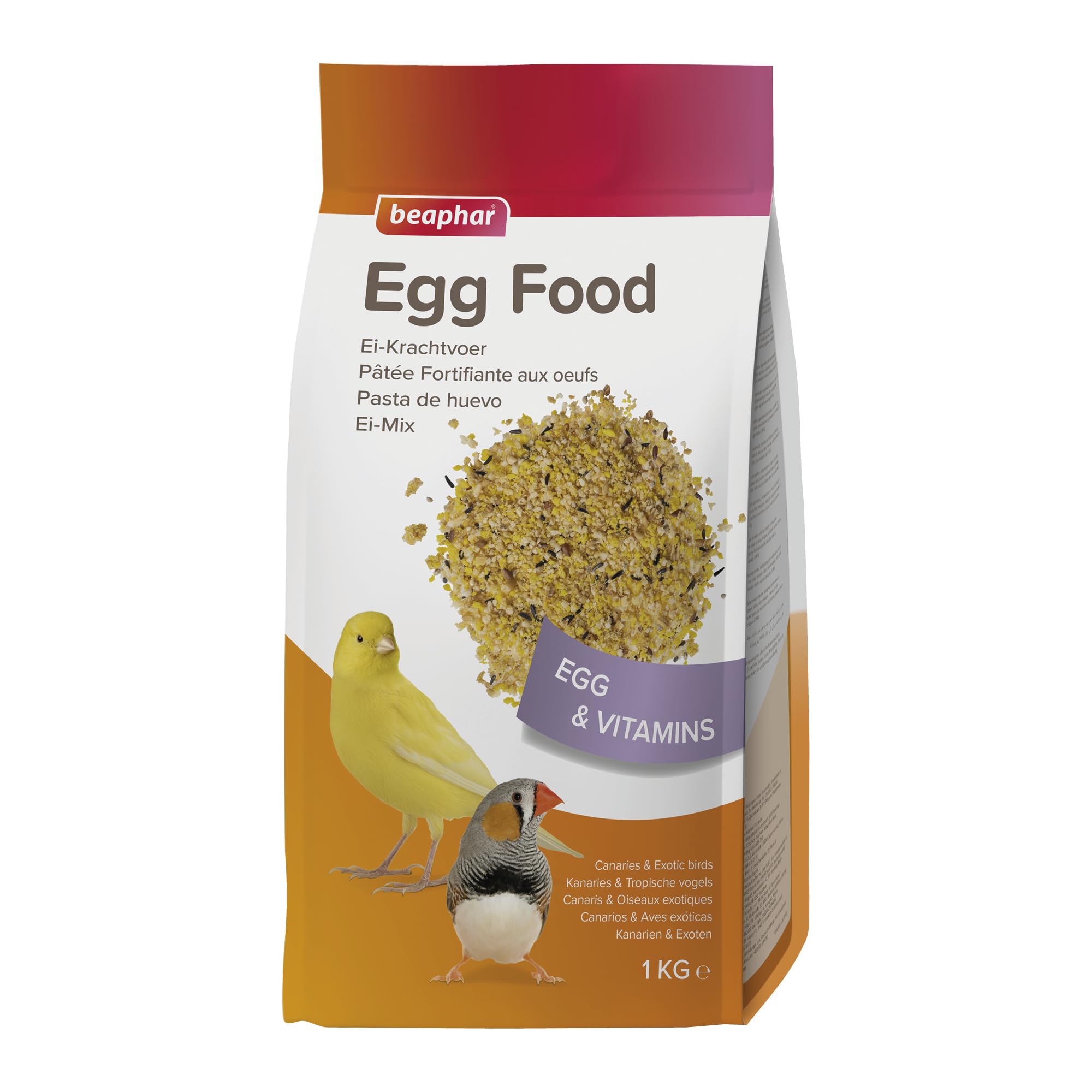 Beaphar - Egg Food for Canaries & Exotic Birds - Daily Complementary Feed - High Protein To Support Growth & Development – Provides Additional Support During Breeding & Moulting Seasons - 1kg