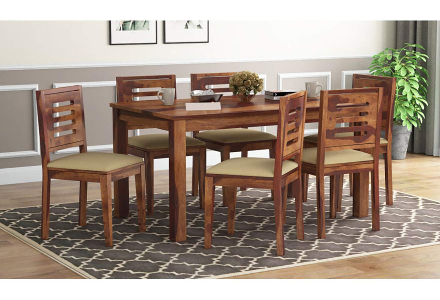 Buy Diksha Wood Dining Table 6 Seater Set with Chairs Dining Table