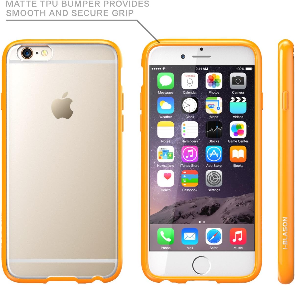 i-Blason Halo Series Case Designed for iPhone 6s Plus, [Scratch Resistant] Clear Fit iPhone 6 Plus Case 5.5 Inch Hybrid Bumper Cover (Clear/Orange)