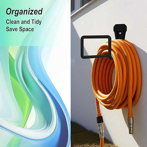 Miniatura 7 de Soporte de manguera de jardín, soporte de pared resistente para manguera, carrete de manguera, soporte de manguera de agua para exterior,