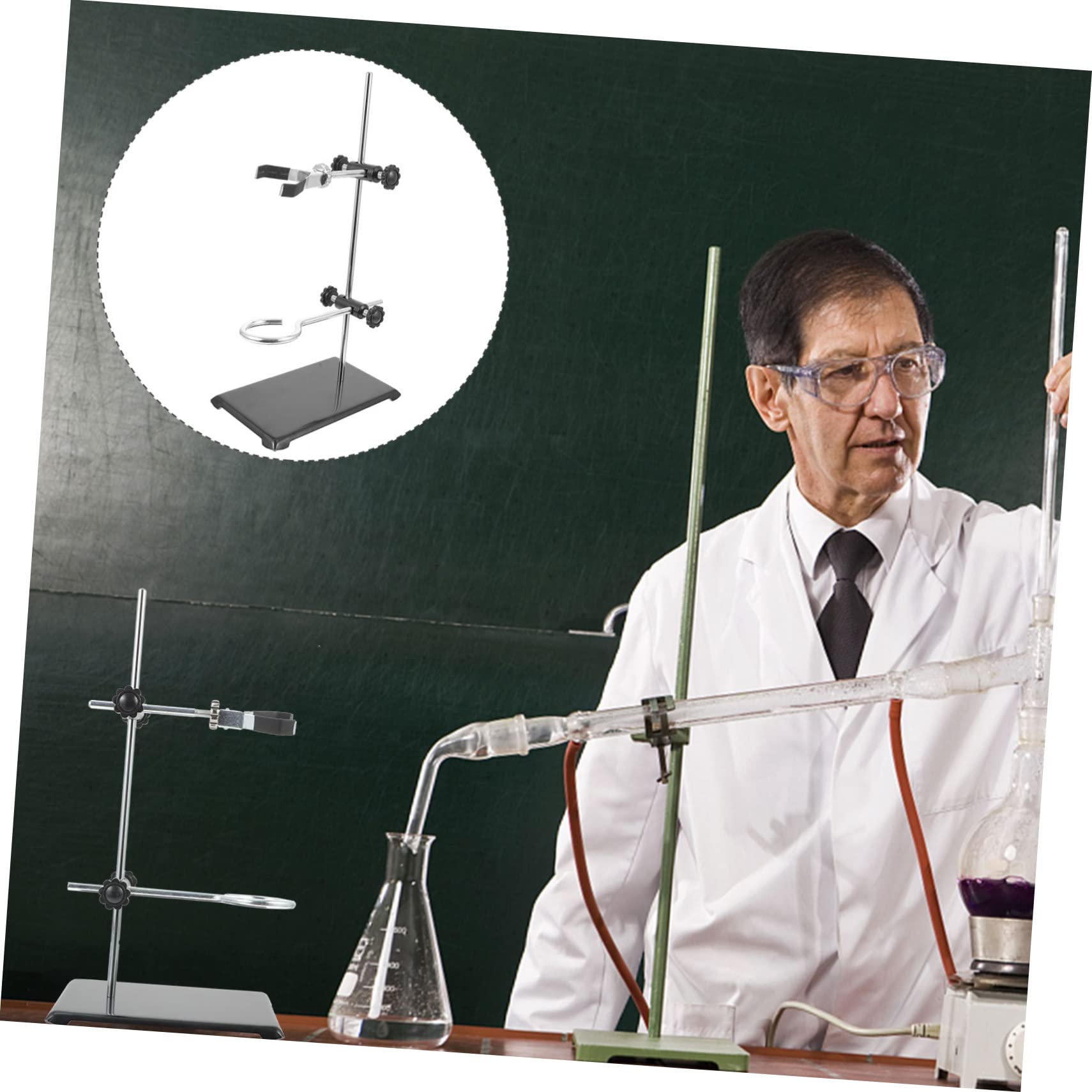 Support de Cornue de Laboratoire Cadre Miniature avec Pince de Burette Anneau et Plate forme Stable Pièce pour Laboratoire de Chimie