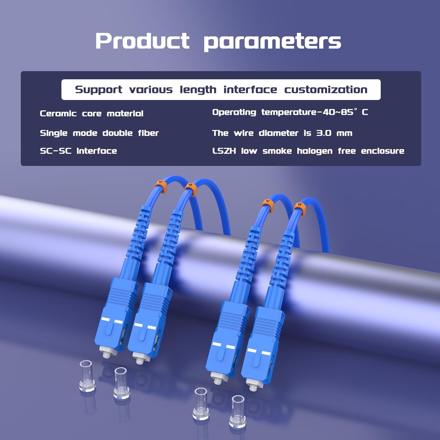 40Meters, SC to SC, Armored Single Mode Duplex Fiber Optic Cables SC-SC Patch Cord Jumper SM SX 132FT Blue