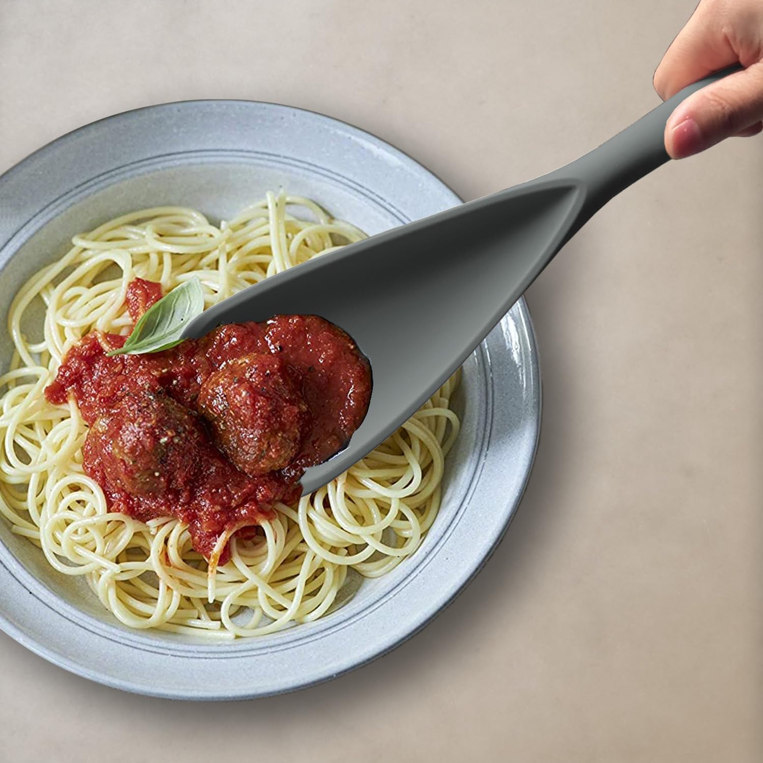 Silicone Spatula Spoon, Great for Both Cooking and Serving Durable BPA-Free Matte Black Silicone, Seamless Design, Safe for Nonstick Cooking Surfaces, 2-Pcs, Gray - Image 6