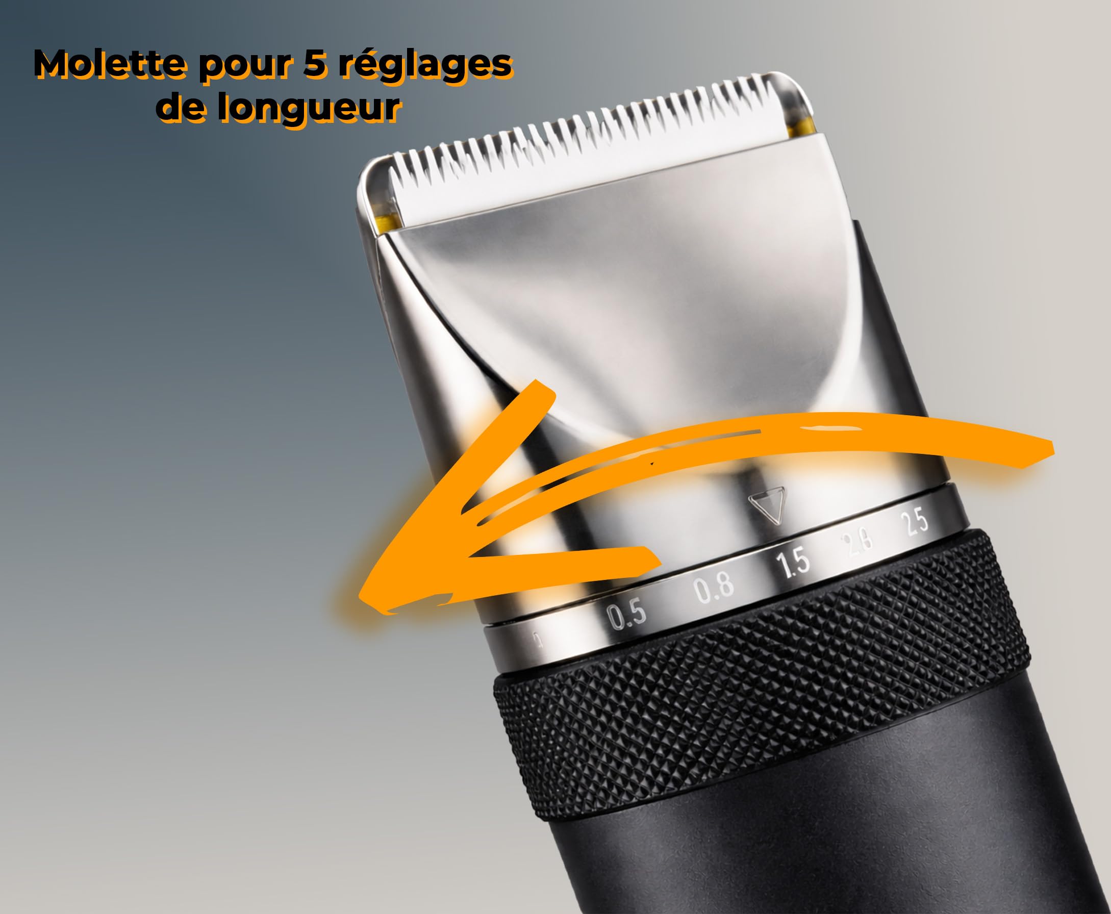LITTLE BALANCE 8899 Turbo Performance, Tondeuse Cheveux Homme, Autonomie 1h40, Utilisation avec ou sans fil, Charge USB, Etanche, Lames détachables, 6 guides de coupe + molette d'ajustement, Noir