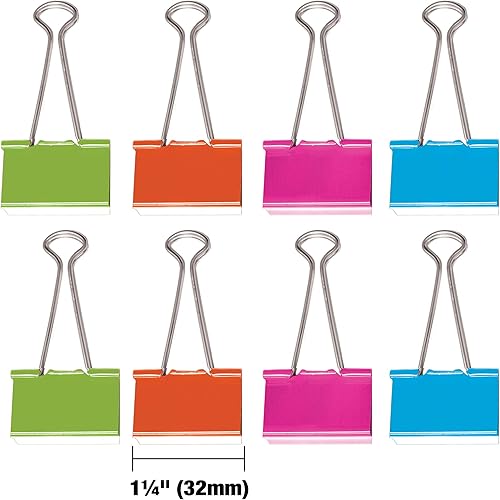 Miniatura 2 de BAZIC - Clip de carpeta de colores surtidos mediano de 1 14 pulgadas (1.260 in) (paquete de 8)