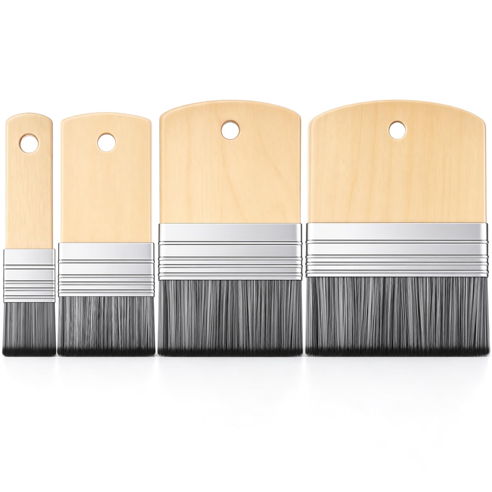 Colarr Set di 4 pennelli piatti piatti con manico in legno di betulla, pennelli per pittura acrilica, olio, guazzo e tela, 2,5 cm, 5,1 cm, 7,6 cm, 10,2 cm