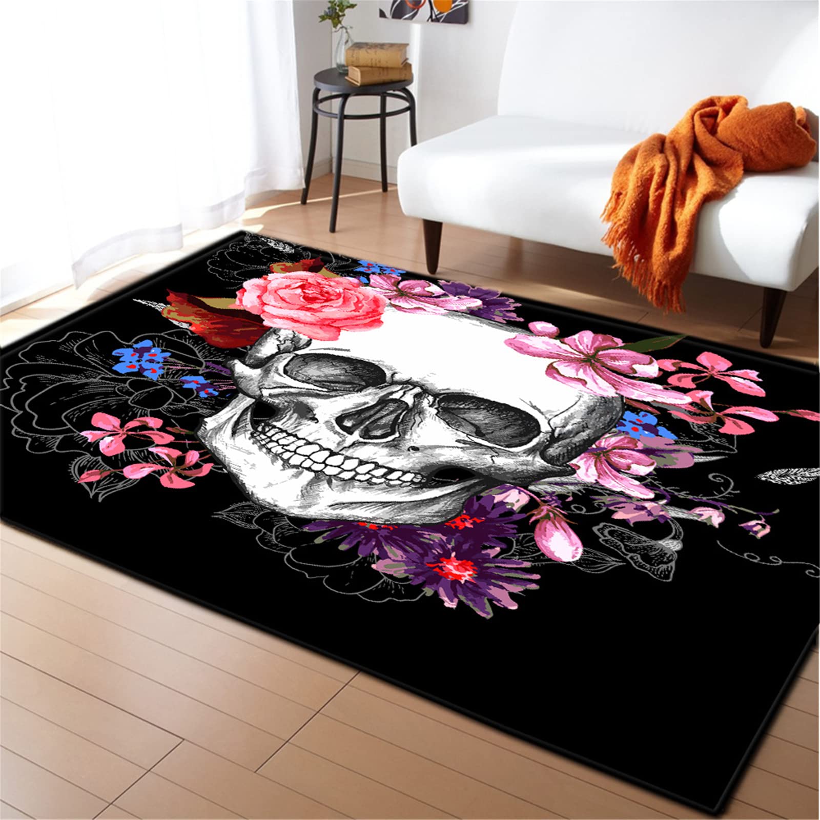 Zerbino Assorbente 60x40 Cm - Motivo Corona Dorata, Teschio E Rosa Rossa - Memory Foam, Antiscivolo, Morbido, Per Ingresso, Camera Da Letto, Cucina, Decorazione Casa Personalizzata BKEOY - 4