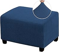 Vista 10 de Funda Elástica para Otomán Fundas para Otomán Rectangulares para Sala de Estar Taburete Reposapiés Fundas Elásticas para Adaptarse al Reposapiés