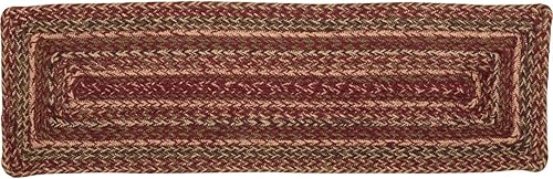 Miniatura 3 de VHC Brands Molino de sidra Primitive Yute Rojo Rayas Escalera Rectángulo de Látex Respaldo 8.5"x27"