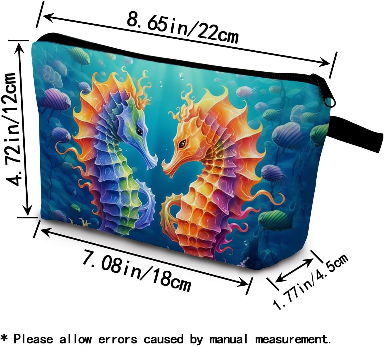 Seahorse Print Small Cosmetic Bag image 2
