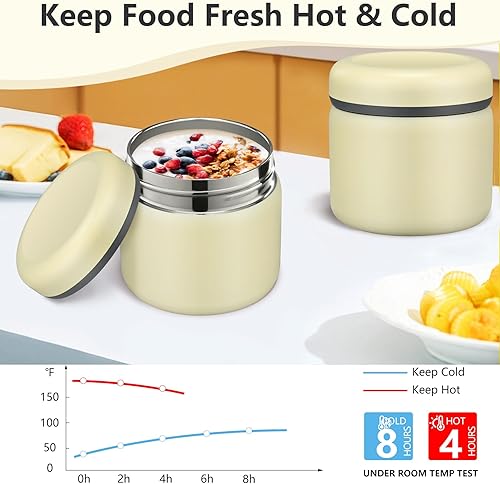 Miniatura 4 de Tarro de comida aislado al vacío de 8 onzas de boca ancha termo para sopa de comida caliente para niños, a prueba de fugas, de acero inoxidable,