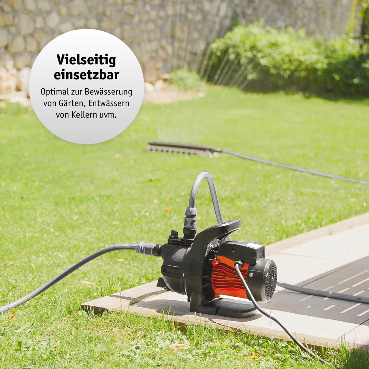 WALTER Gartenpumpe 600 W - Geräuscharmer Hochdruck-Wasserpumpe, 3000 l/h Kapazität, 35 m Förderhöhe - 3,5 bar Druck - Ideal für Pool, Kellerentwässerung & Gartenbewässerung