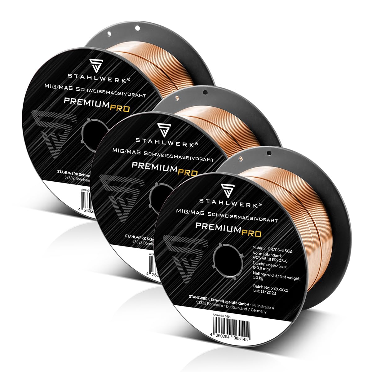 STAHLWERK ER70S-6 Stahl Schweißdraht 0,8 mm D100-Spule 1 kg für 16 mm Dorn – universell einsetzbar, hochwertiger MIG/MAG