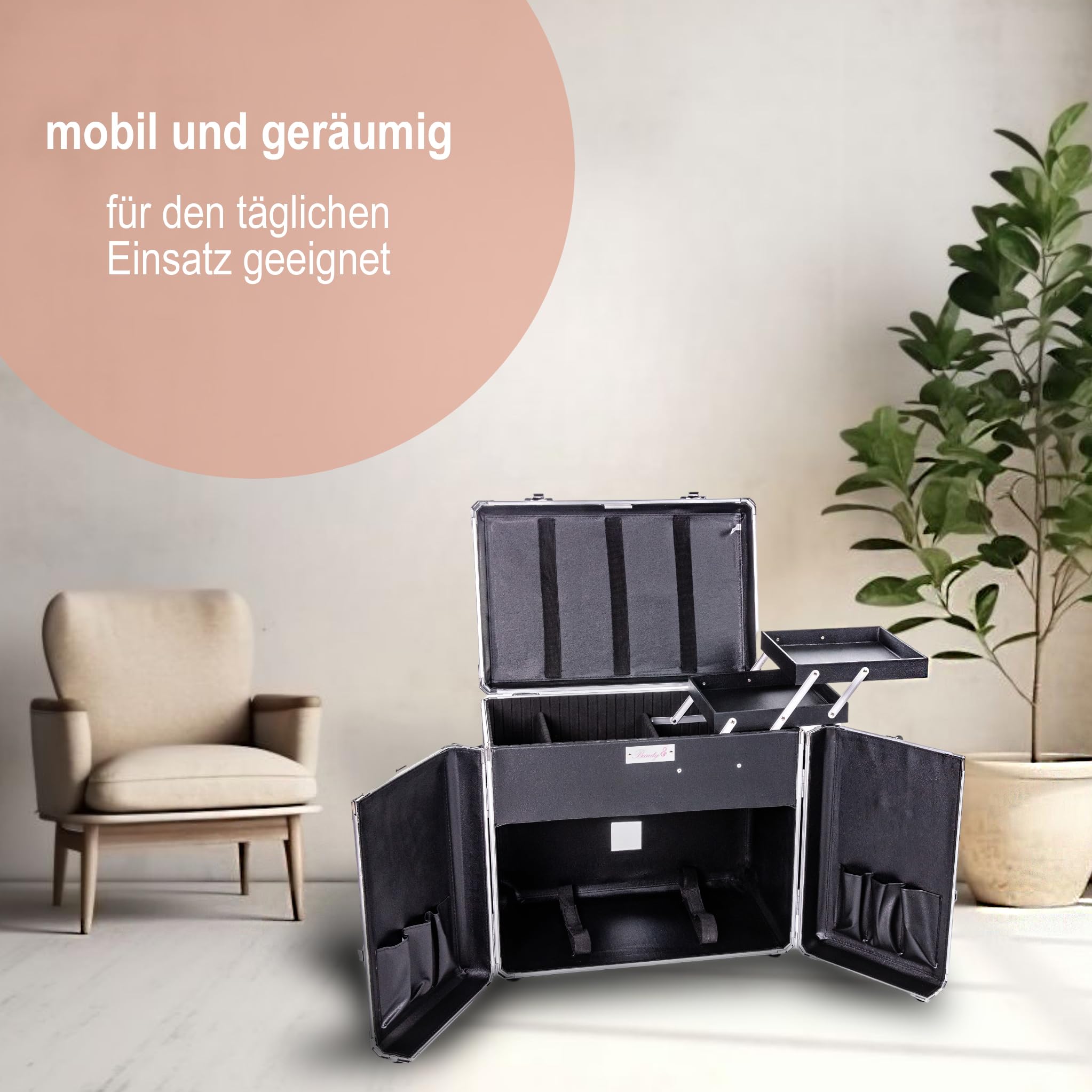 PodiGo Profi Fußpflegekoffer – Aluminium Rollkoffer in Blau – Leicht, kompakt & mobil – Für mobile Fußpflege, Kosmetik & Nageldesign – Mit Rollen & Teleskopgriff