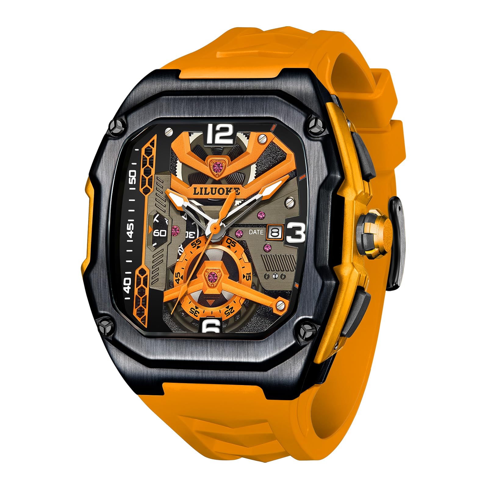Mens Watches, Wrist Watches Luminous Design, Big Face Fashion Quartz Black Watch 30ATM, Casual Watch for Men Unique Gifts for Men — view 27