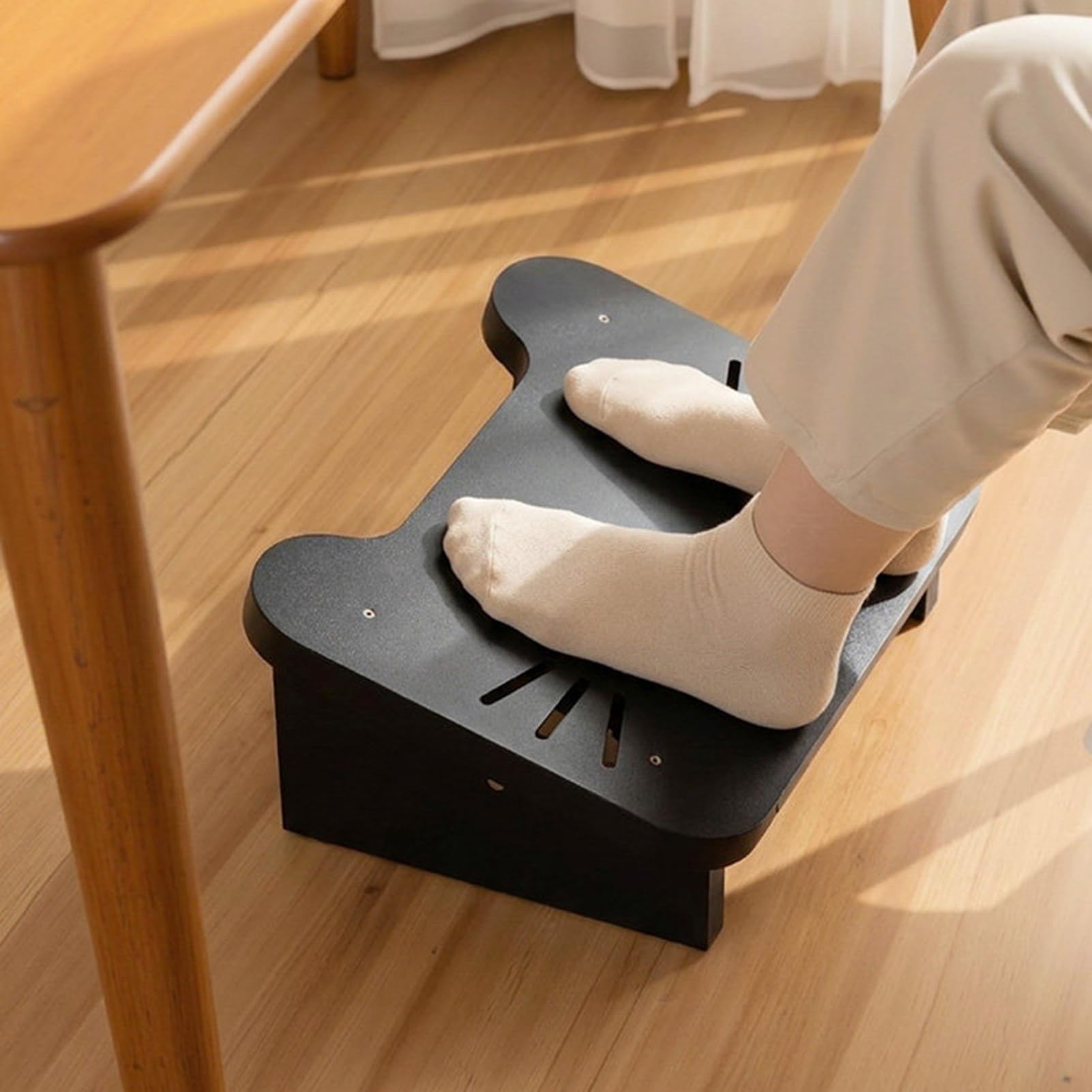 Poggiapiedi Ergonomico In Legno,poggiapiedi Sotto La Scrivania Con Angolo Di Inclinazione 20°, For Sedia For Poggiagambe,carico Massimo 150 Kg,per Ufficio Domestico