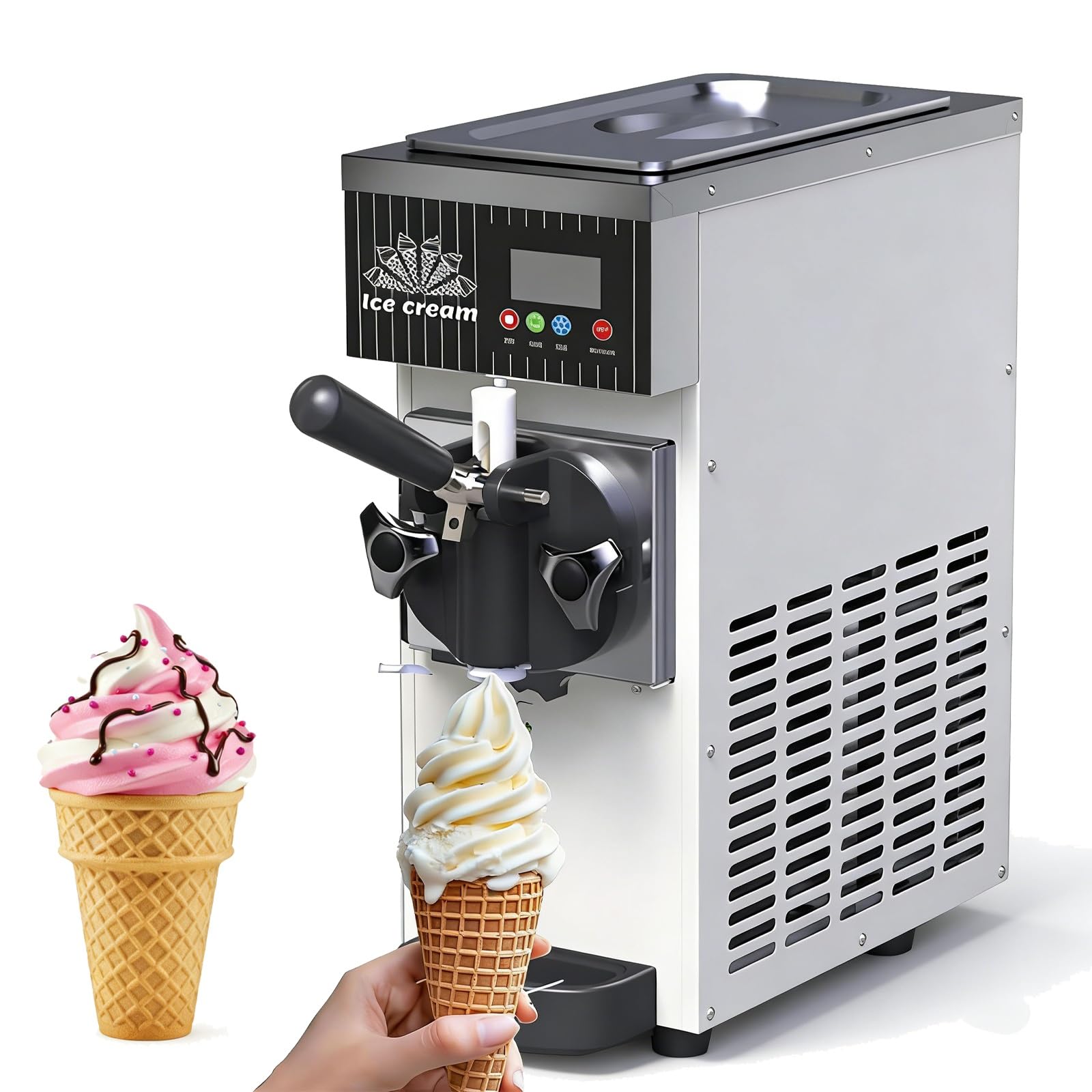 Fabricante de Helados de Servicio Suave, 450W/750W, Limpieza automática, Pantalla led, Capacidad 2.5L/3.5L, Ideal para Uso doméstico y Comercial