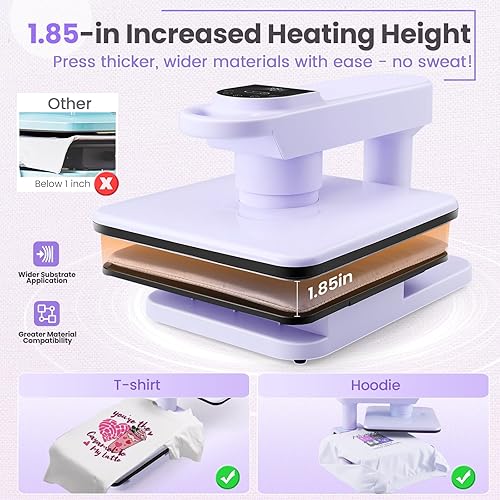 Miniatura 5 de Whubefy Prensa de calor automática giratoria de 360 de 15 x 15 pulgadas, máquina de prensa automática profesional de camisas con liberación