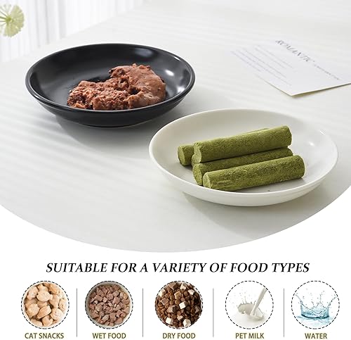 Miniatura 4 de Juego de 4 cuencos de cerámica para gatos  Paquete de 4 platos saludables y anchos para gatos poco profundos para comida y agua, cuencos antifatiga