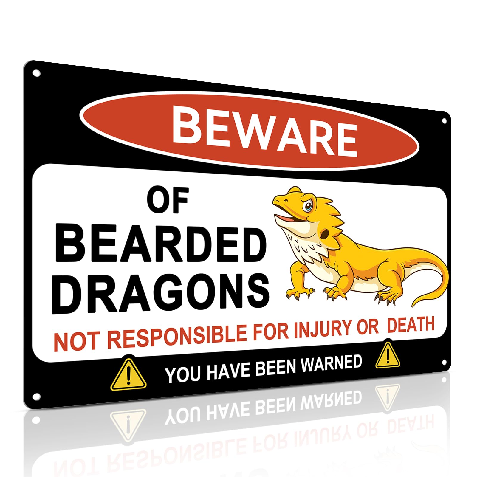 Vintage Metal Tin Sign Beware Of Bearded Dragons For Bearded Dragon Tank Accessories, Warning Gift For Dragon Lover 8x12 Inch Custom Private Property Signs Outdoor
