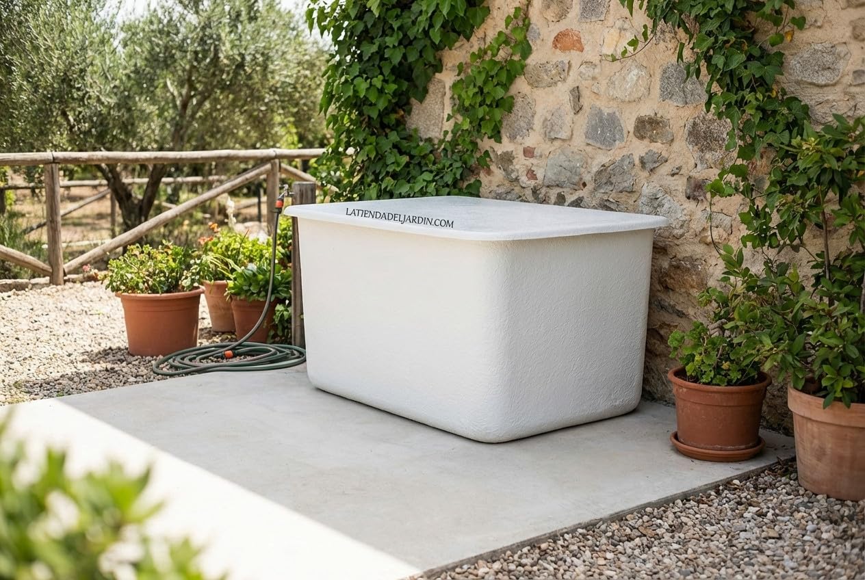 Suinga. DEPOSITO DE AGUA de POLIESTER fibra de vidrio 500 LITROS rectangular. Incluye tapadera. Largo 115 cm, Ancho 90,5 cm, Altura 61 cm. Capacidad exacta 520 litros