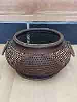 時代物　泉州斉作　茶道具　花籠　在銘　竹籠　竹細工　竹編　籠 時代物 泉州斉作 茶道具 花籠 在銘 竹籠 竹細工 竹編 籠