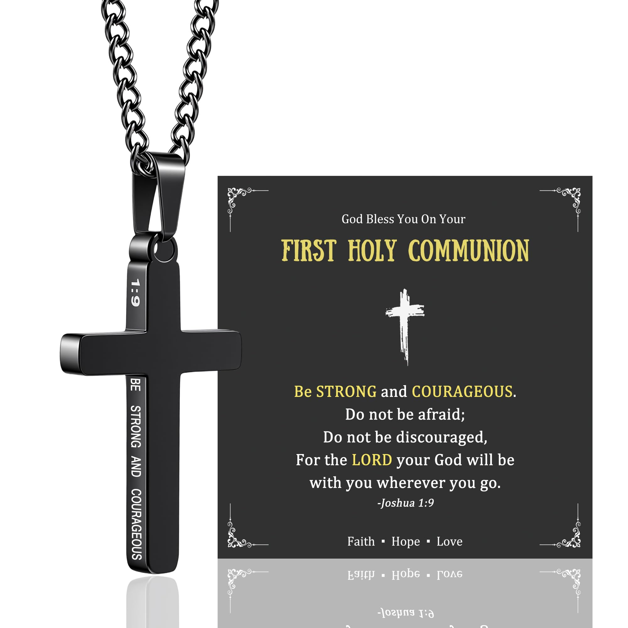 Sereney Cross Necklace for Boys Girls as Birthday Baptism Christian Gifts