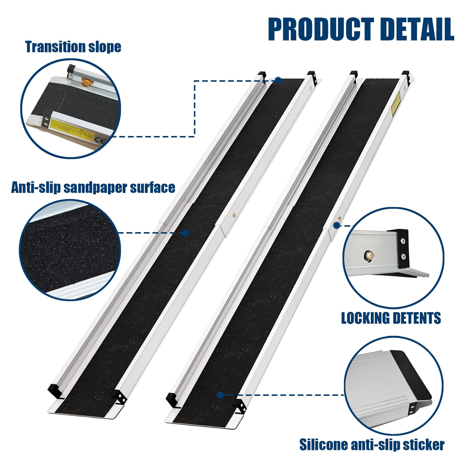 Rampa telescópica portátil de 4 pies para silla de ruedas, de aluminio, para el hogar, para discapacitados, rampa de umbral, soporta hasta 600 libras, rampa de silla de ruedas para escalones, puertas,