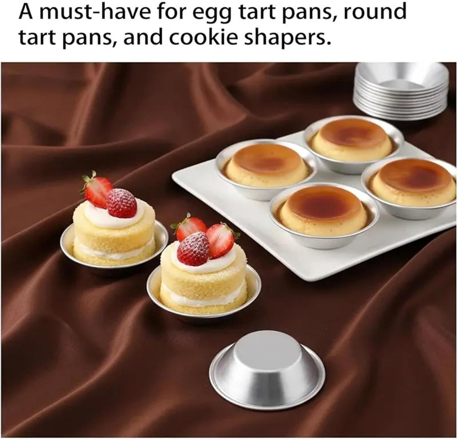 50 Pack Aluminum Non-Stick Egg Tart Mold, Mini Pie Muffin Cupcake Baking Pans for Pies & Cakes