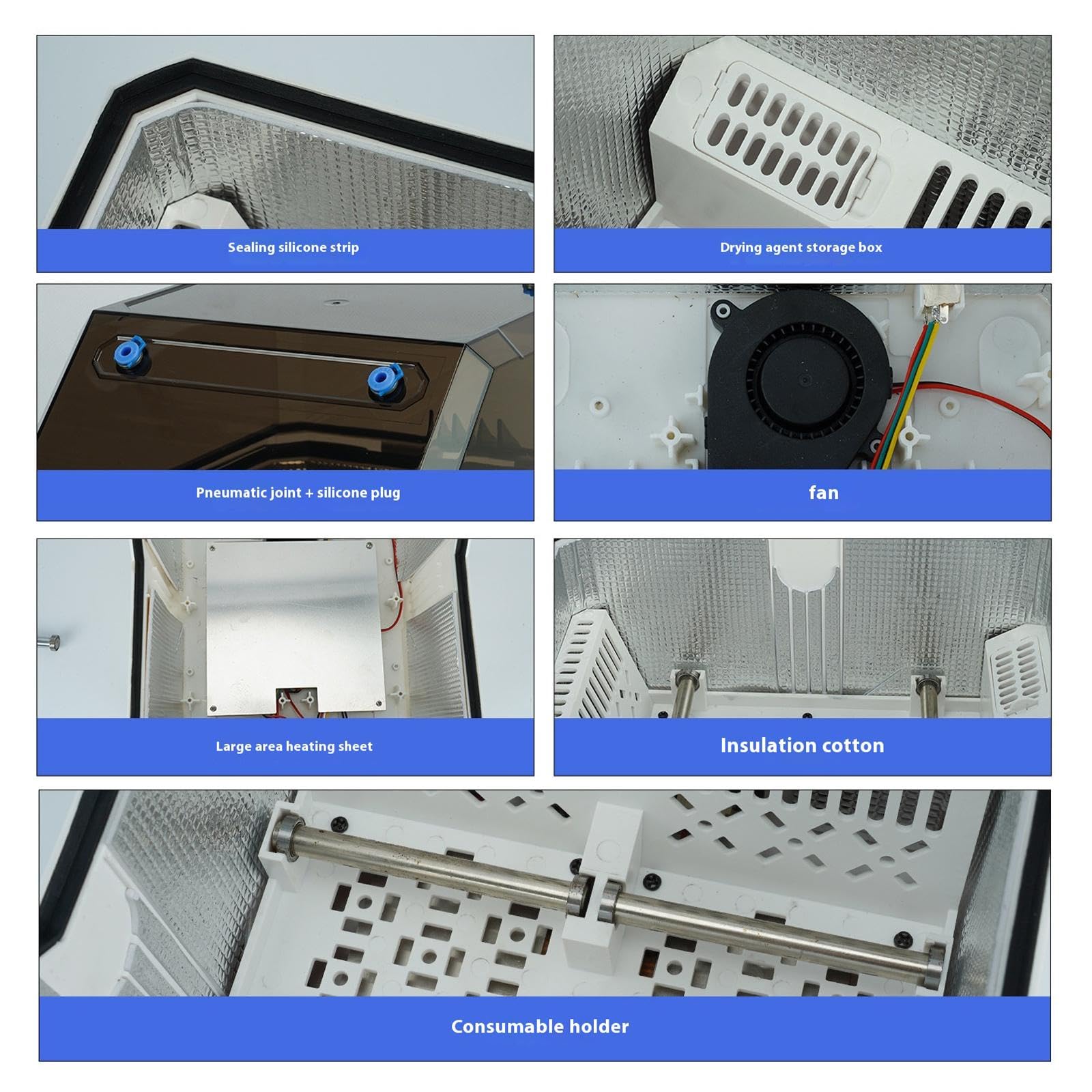 Caja de almacenamiento al vacío con control de humedad de grado automático, capacidad de bobina doble, ajustable, 15-85 %, doble carrete, filamentos, secador