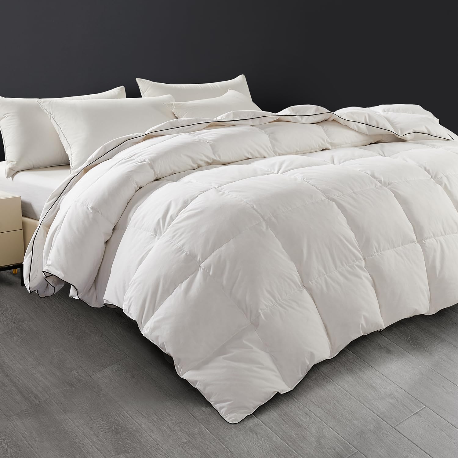 SAPHREAS Goose Feather & Down Duvet King Size, Soft 100% Cotton Bed Quilt with Corner Tabs, All Season Duvet Insert White Lightweight, 225x220cm-picture-22