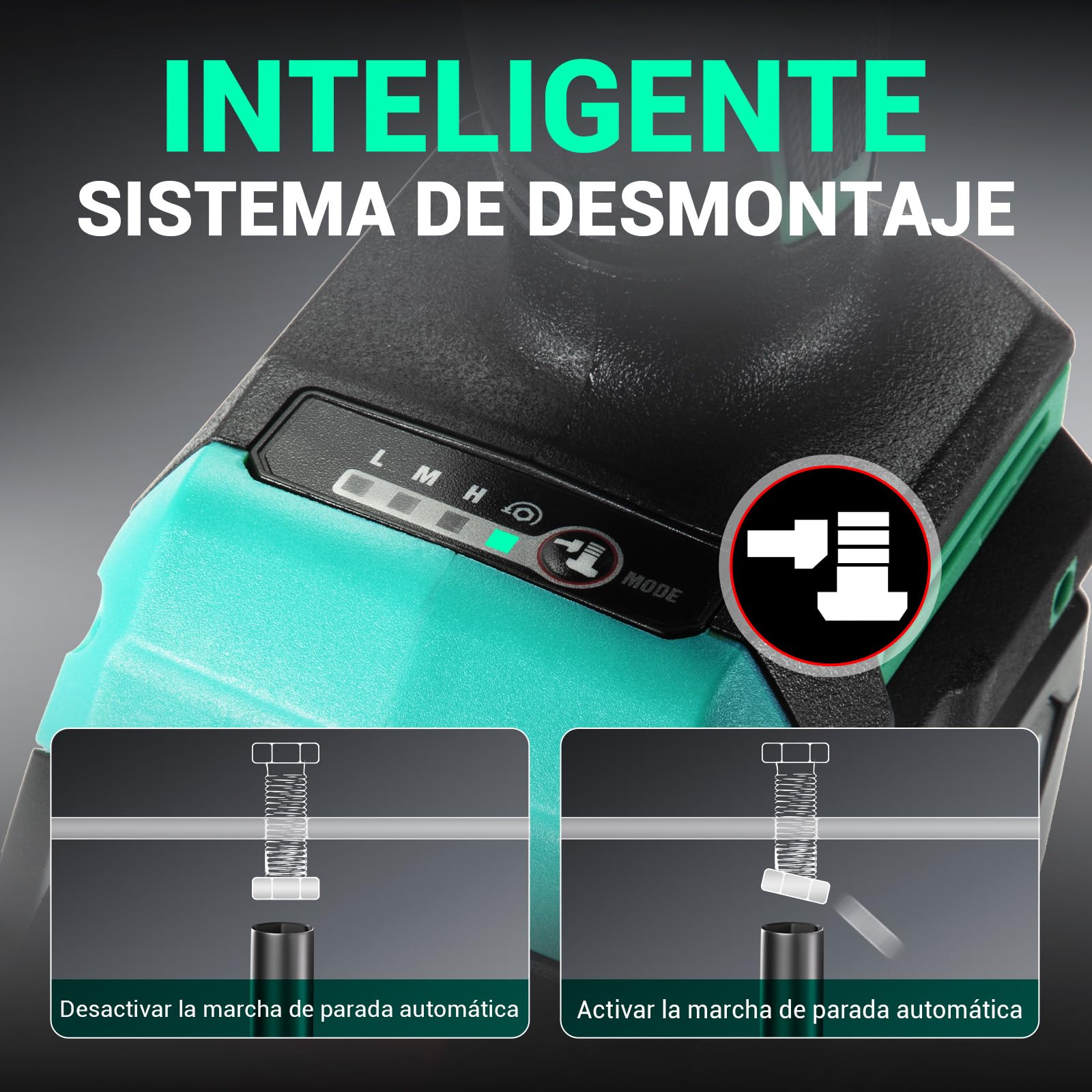 DCA Pistola de Impacto a Batería 20V, Llave de Impacto Motor Sin Escobillas 682 Nm Par Máximo, Encastre de 13 mm, 2 Baterías 4.0Ah, 4 Modos, Luz LED, Smart Loosen, ADPB520