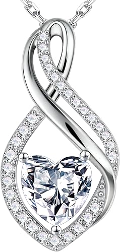 MOOSEA Collar con colgante de moissanita infinito, collar de moissanita de 1 a 3 quilates creado en laboratorio, plata de ley 925, aniversario,