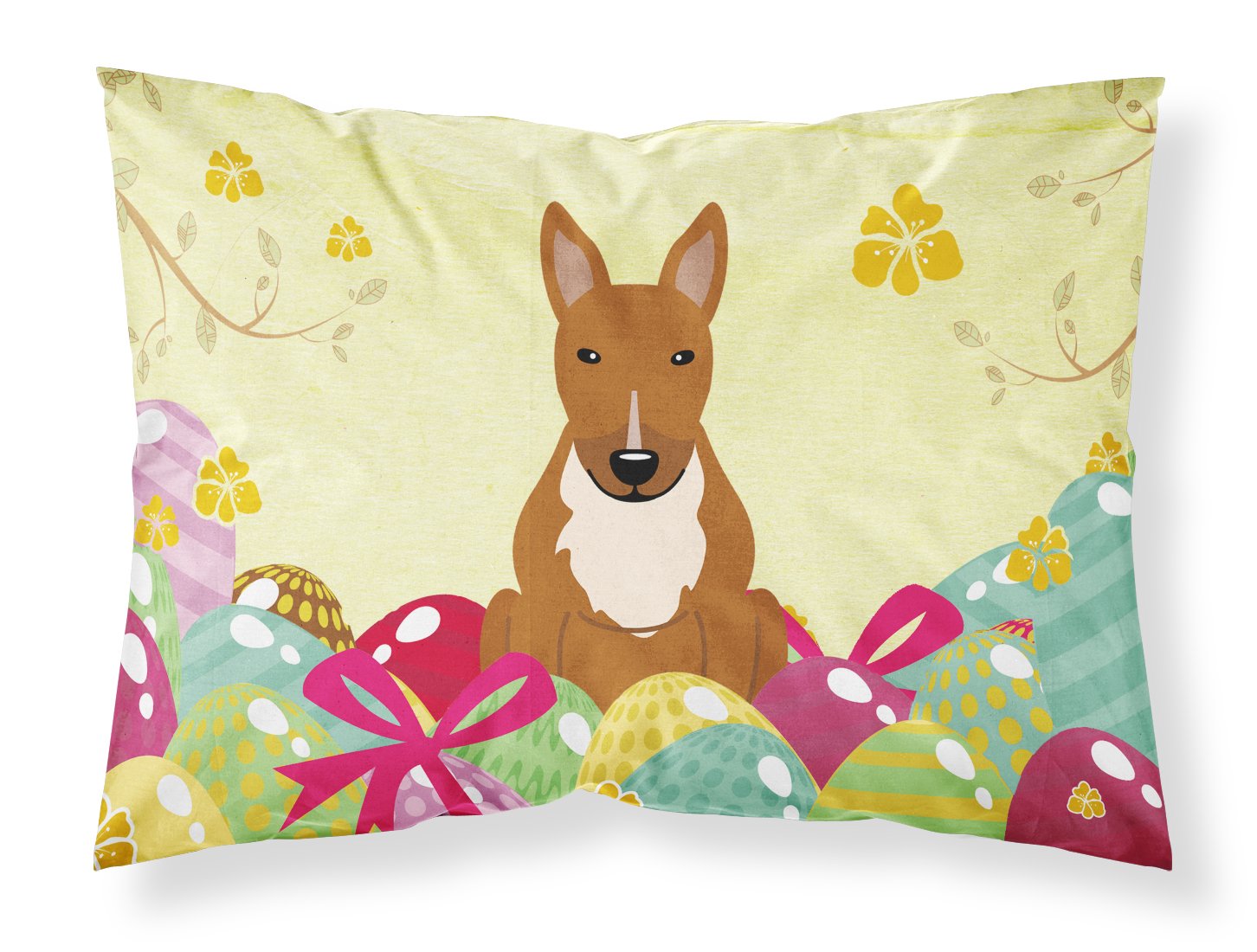 Taie d'oreiller imprimée Bull Terrier Rouge cadeau idéal œufs de Pâques en tissu