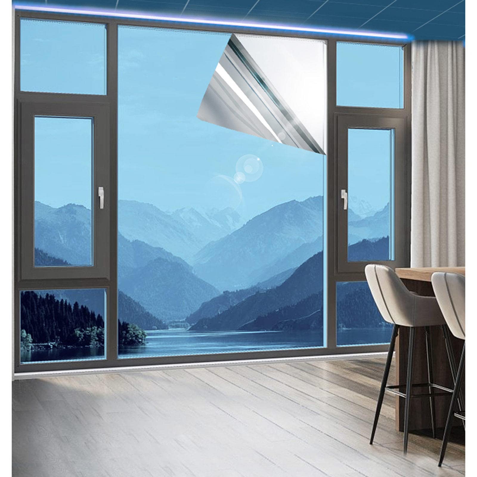 Sonakia Spiegelfolie Fenster, Reflektierende Fensterfolie, Fenster Sichtschutzfolie, Dekorfolie Sonnenschutzfolie, Thermo Fensterfolie FĂźr Zuhause