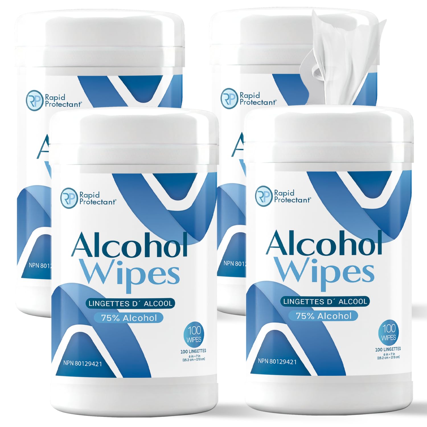 75% Alcohol Wipes - Disinfectant Hand Sanitizer Wipes [4 x 100 pack] All-Purpose Disinfecting (400 Wipes)